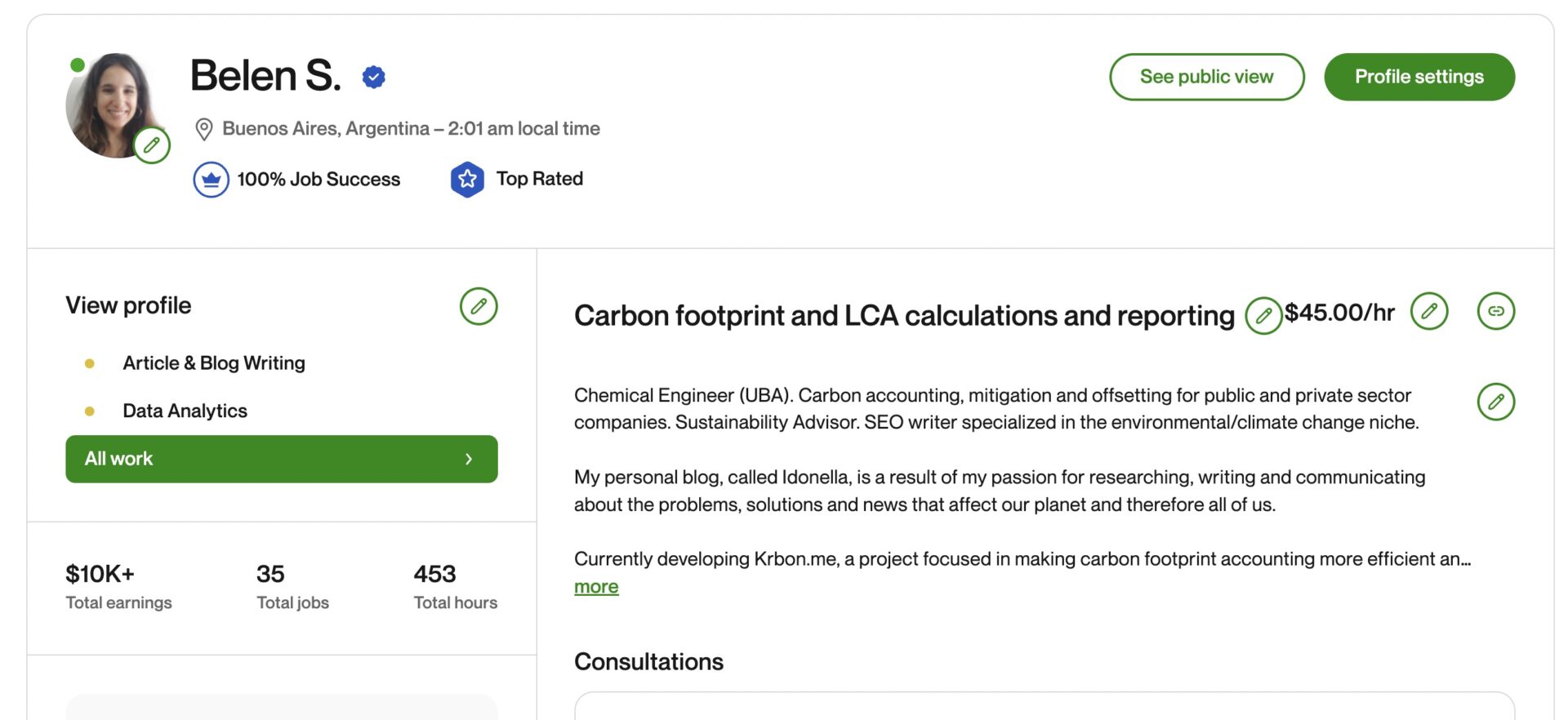 perfil de freelancer de fiver